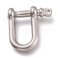 304 Stainless Steel Anchor Shackle Clasps, Stainless Steel Color, 32.5x28.5x9.5mm, Hole: 2.3mm(STAS-Z017-17P)