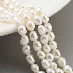 Natural Keshi Pearl Cultured Freshwater Pearl Beads Strands, Baroque Pearls, Two Sides Polished, Grade 6A, Floral White, 3~4mm, Hole: 0.5mm, about 33pcs/strand, 7.09''(18cm)(PEAR-P062-25D)