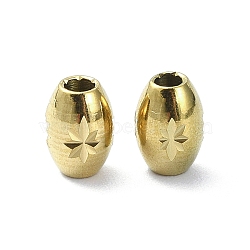 Ion Plating(IP) 316 Stainless Steel Beads, Oval with Star, Real 18K Gold Plated, 7x5mm, Hole: 2mm(STAS-H191-06G)