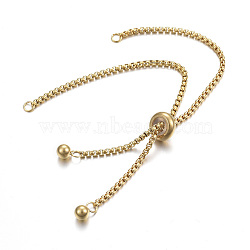 Adjustable 304 Stainless Steel Bracelet Making, Slider Bracelets, for DIY Jewelry Craft Supplies, Golden, 9-1/2 inch(24cm), Hole: 2.5~3mm, Single Chain Length: about 12cm(X-STAS-F183-10G)