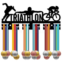 Acrylic Medal Holder, Medals Display Hanger Rack, with Standoff Pins, Medal Holder Frame, Triathlon Pattern, 130x290x10mm, Hole: 8mm(AJEW-WH0296-038)