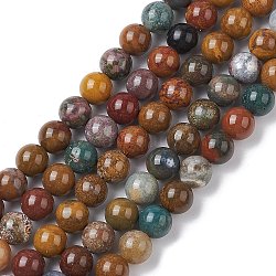 Natural Ocean Jasper Beads Strands, Round, 8~8.5mm, Hole: 1mm, about 47~48pcs/strand, 15.16~15.47 inch(38.5~39.3cm)(G-C102-B01-02)