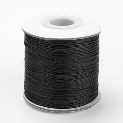 Waxed Polyester Cord, Bead Cord, Black, 0.5mm, about 169.51~174.98 Yards(155~160m)/Roll(YC-0.5mm-106)