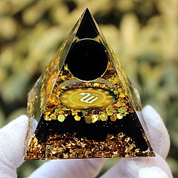 Orgonite Pyramid Resin Energy Generators, Reiki Natural Obsidian Chips Inside for Home Office Desk Decoration, Scorpio, 60x60x60mm(PW-WG82346-01)