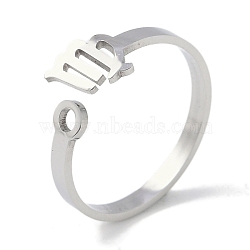 Non-Tarnish Constellations 304 Stainless Steel Open Cuff Ring for Women, Stainless Steel Color, Virgo, Inner Diameter: 17.5~18.5mm(RJEW-L122-001P-09)