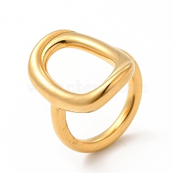 Ion Plating(IP) 304 Stainless Steel Ring, Hand Polished Rectangle, Real 18K Gold Plated, US Size 7 1/4, 3mm, Inner Diameter: 17.5mm, Rectangle: 24.5x17.5mm(RJEW-C049-33A-G)