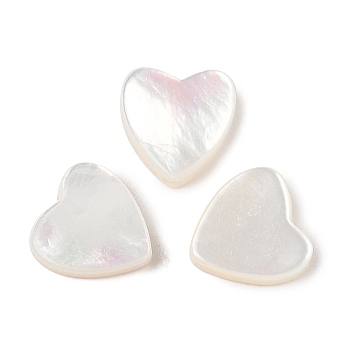 Natural White Shell Beads, Heart, 8.5x8x2.5mm, Hole: 1mm