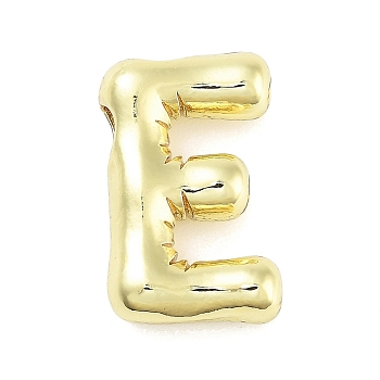 Rack Plating Brass Pendants, Long-Lasting Plated, Real 18K Gold Plated, Letter E, 21x13x5mm, hole: 3.5x2mm