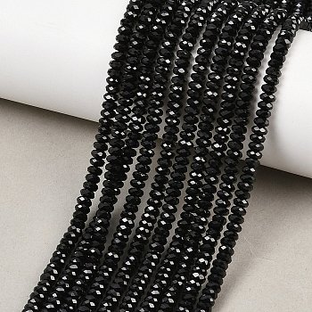 Natural Black Spinel Beads Strands, Faceted, Rondelle, 4.5x2~2.5mm, Hole: 0.6mm, about 159pcs/strand, 15.16''(38.5cm)
