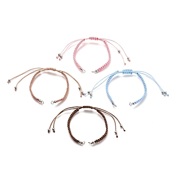 Adjustable Braided Polyester Thread Bracelet Making, with Brass Beads and 304 Stainless Steel Jump Rings, Mixed Color, 5-5/8~11-1/4 inch(14.3~28.5cm)