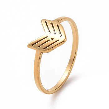 Ion Plating(IP) 201 Stainless Steel Arrows Finger Ring for Women, Golden, US Size 6 1/2(16.9mm)