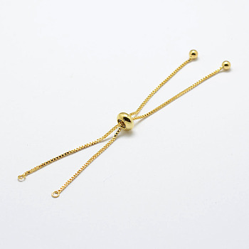 Rack Plating Brass Chain Bracelet Making, Long-Lasting Plated, Slider Bracelets Making, Cadmium Free & Nickel Free & Lead Free, Real 18K Gold Plated, Single Chain Length: about 115~120mm