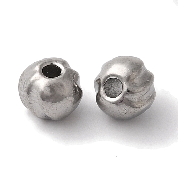 Non-Tarnish 304 Stainless Steel Beads, Round, Stainless Steel Color, 6x5mm, Hole: 1.6mm