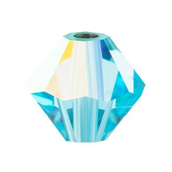 Preciosa&reg Crystal Beads, Czech Crystal, Bicone(451 69 302 Rondelle), 60010 200 Aqua Bohemica AB, 6mm, Hole: 1mm