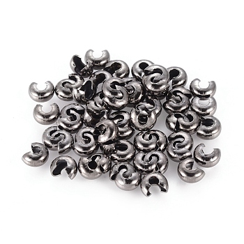 Iron Crimp Beads Covers, Cadmium Free & Nickel Free & Lead Free, Gunmetal, 3mm In Diameter, Hole: 1.2~1.5mm