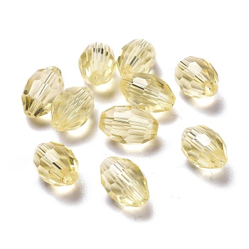 Glass Imitation Austrian Crystal Beads, Faceted, Oval, Light Goldenrod Yellow, 9x6mm, Hole: 0.8~1.4mm