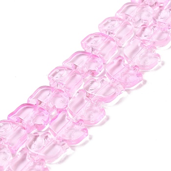 Transparent Glass Beads Strands, Elephant, Pearl Pink, 10x12x3mm, Hole: 1mm, about 45~48pcs/strand, 17.32 inch(44cm)
