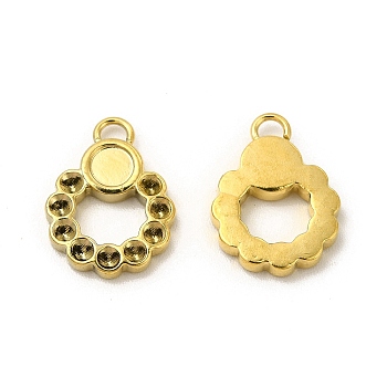 Ion Plating(IP) 304 Stainless Steel Pendant Rhinestone Settings, Pendant Cabochon Settings, Ring, Golden, Fit for 1.8mm Rhinestone, Tray: 3mm, 14x10.5x2mm, Hole: 1.5mm