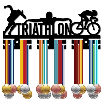 Acrylic Medal Holder, Medals Display Hanger Rack, with Standoff Pins, Medal Holder Frame, Triathlon Pattern, 130x290x10mm, Hole: 8mm