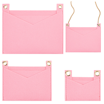 WADORN 3Pcs 3 Style Felt Bags Organizer Insert, Mini Envelope Handbag Shaper Premium Felt, with Iron Grommets, Pink, 9~22x8~18.3x0.5~0.55cm, Hole: 10mm, 1pc/style