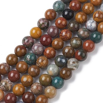 Natural Ocean Jasper Beads Strands, Round, 8~8.5mm, Hole: 1mm, about 47~48pcs/strand, 15.16~15.47 inch(38.5~39.3cm)
