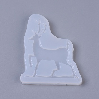 Silicone Molds, Resin Casting Molds, For UV Resin, Epoxy Resin Jewelry Making, Deer, White, 68x55x6mm