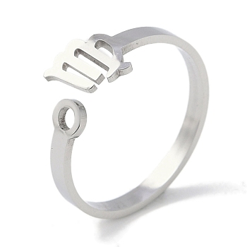 Non-Tarnish Constellations 304 Stainless Steel Open Cuff Ring for Women, Stainless Steel Color, Virgo, Inner Diameter: 17.5~18.5mm