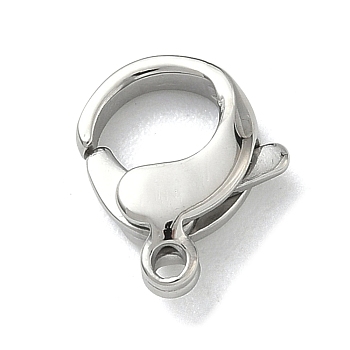 304 Stainless Steel Lobster Claw Clasps, Stainless Steel Color, 12x10x4mm, Hole: 1.4mm