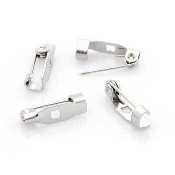 304 Stainless Steel Pin Brooch Back Bar Findings, Stainless Steel Color, 14x5x4mm, Hole: 2mm