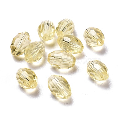 Light Goldenrod Yellow Oval Glass Beads