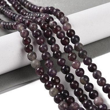 Natural Lepidolite/Purple Mica Stone Beads Strands(G-P530-B06-02)-2