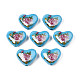 Flower Printed Opaque Acrylic Heart Beads(SACR-S305-28-O04)-1