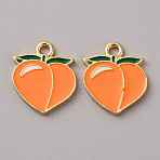 Alloy Pendant, with Enamel, Light Gold, Peach Charm, Dark Orange, 18x15.5x2mm, Hole: 2.2mm(ENAM-WH0066-05G)