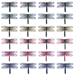 24Pcs 6 Colors Computerized Embroidery Cloth Iron on/Sew on Patches, Costume Accessories, Dragonfly, Mixed Color, 29.5x45.5x1.5mm, 4pcs/color(PATC-CA0001-30)