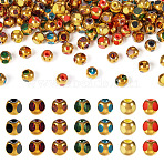 140Pcs 7 Colors Electroplate Glass Beads, Rondelle, Mixed Color, 4x4.5x4mm, Hole: 0.7mm, 20pcs/color(GLAA-TA0002-65)