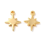 Brass Charms, Star Charm, Real 18K Gold Plated, 10.5x7.5x1mm, Hole: 0.8mm(X-KK-F087-01G-01)