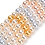 Electroplate Glass Imitation Pearl Beads Strands, Round, Pearlized, Mixed Color, 8mm, Hole: 0.8mm, about 51pcs/strand, 17.72''(45cm)(EGLA-A049-01)