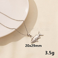 Stylish Ocean Stainless Steel Fish Pendant Necklace for Women(ZE1503-5)