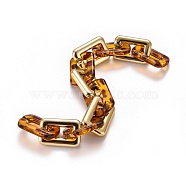 Handmade Quick Link Chains, with Transparent Acrylic & CCB Plastic Linking Rings, Imitation Leopard Skins Pattern, for Jewelry Making, Champagne Yellow, Links: 30.5x20.5x4mm and 29.5x19.5x5.5mm, 39.37 inch(1m)/Strand(AJEW-JB00756)