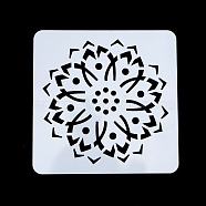 Flower Pattern Eco-Friendly PET Plastic Hollow Painting Silhouette Stencil, DIY Drawing Template Graffiti Stencils, White, 13x13cm(DRAW-PW0008-04C)