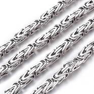 201 Stainless Steel Byzantine Chains, Unwelded, Stainless Steel Color, 8x8mm(CHS-P011-09P-B)