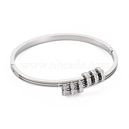 Crystal Rhinestone Disc Bangle, Stainless Steel Hinged Bangle for Women, Stainless Steel Color, Inner Diameter: 1-7/8x2-3/8 inch(4.8x6cm)(BJEW-N017-016P)