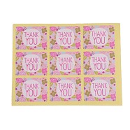 Thank You Stickers, DIY Sealing Stickers, Label Paster Picture Stickers, with Word and Flower, Pink, 13.8x10.5cm(DIY-O002-09)