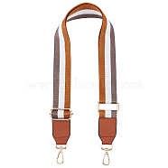 Stripe Pattern Nylon & PU Leahter Bag Straps, with Alloy Swivel Clasps, Bag Replacement Accessories, Sienna, 79~130x3.8cm(FIND-WH0001-54B)
