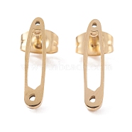 304 Stainless Steel Stud Earrings Findings, with Hole, Safety Pin Shape, Golden, 14.5x3mm, Hole: 0.8mm, Pin: 0.7mm(EJEW-Z017-02G)