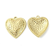 304 Stainless Steel Pendants, Textured Heart Charm, Real 14K Gold Plated, 26.5x24.5x3.7mm, Hole: 1.8mm(X-STAS-L269-002G)
