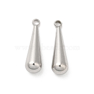 304 Stainless Steel Pendants, Teardrop Charm, Stainless Steel Color, 17x5mm, Hole: 1.6mm(STAS-H214-12P)
