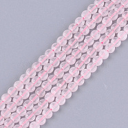 Natural Rose Quartz Beads Strands, Faceted, Flat Round, 4~4.5x2.5~3mm, Hole: 0.8mm, about 88~89pcs/strand, 14.9 inch~15.1 inch(G-S354-45)