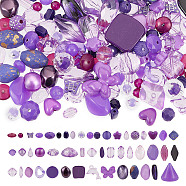 DIY Acrylic Beads & Pendants Mobile Phone Wrist Strap Making Finding Kit, Purple, 5.5~30.5x5.5~19.5x4~12.5mm, Hole: 1.2~5.2mm, 80g/bag, 4 bags(MACR-GO0001-06)