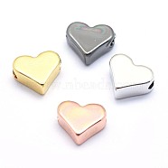 Brass Beads, Lead Free & Cadmium Free & Nickel Free, Heart, Mixed Color, 6x7x3mm, Hole: 1.2mm(KK-P155-78-NR)
